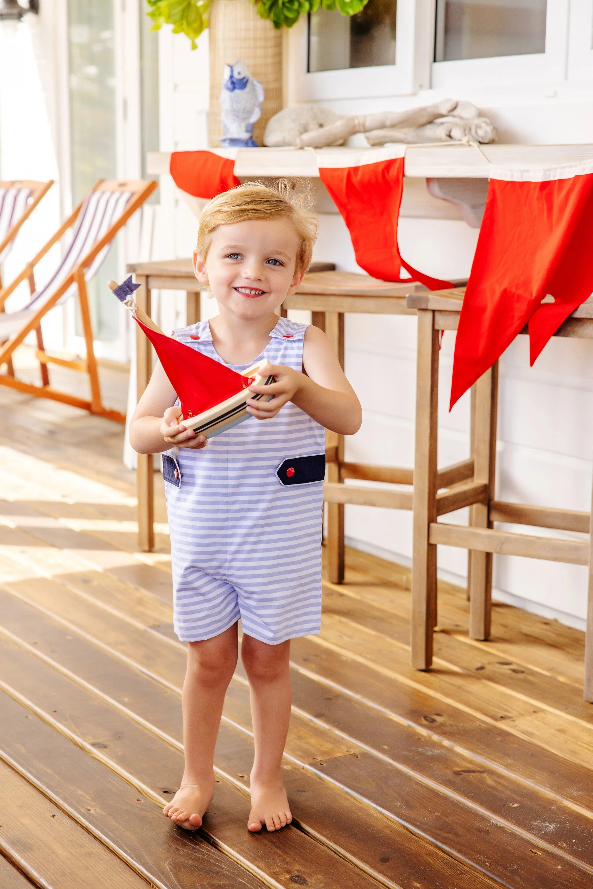 Jack Keene Jon Jon - Park City Periwinkle Stripe with Nantucket Navy & Richmond Red Buttons