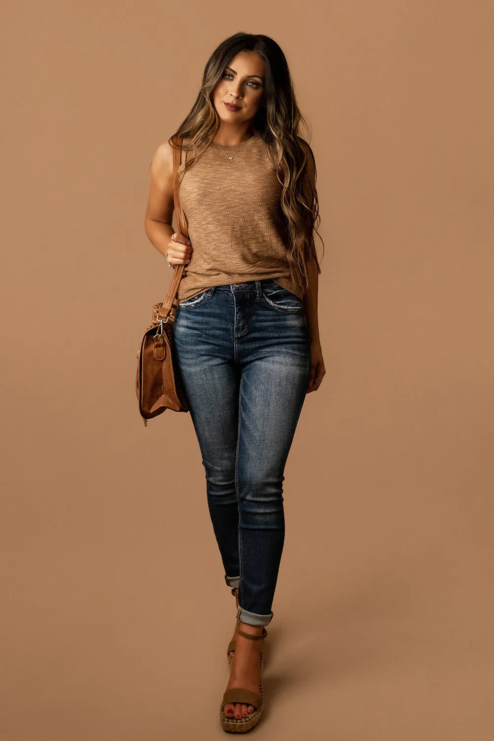Just For Now Slub Knit Tank (Warm Taupe)