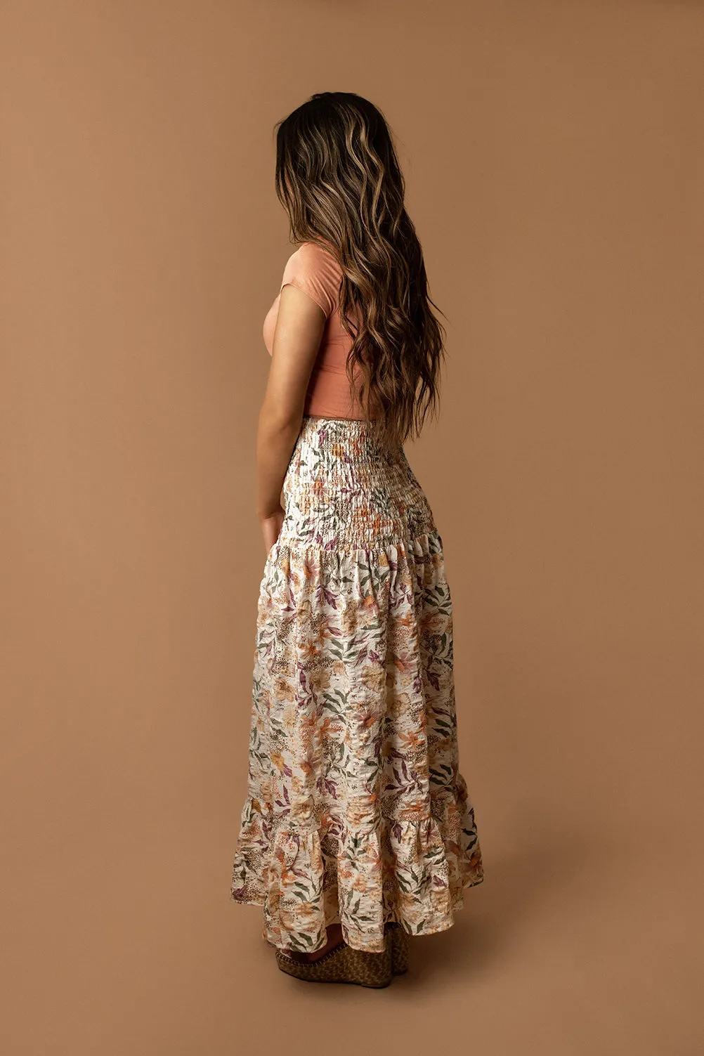 Lost In Paradise Floral Maxi Skirt (Cream / Multi)
