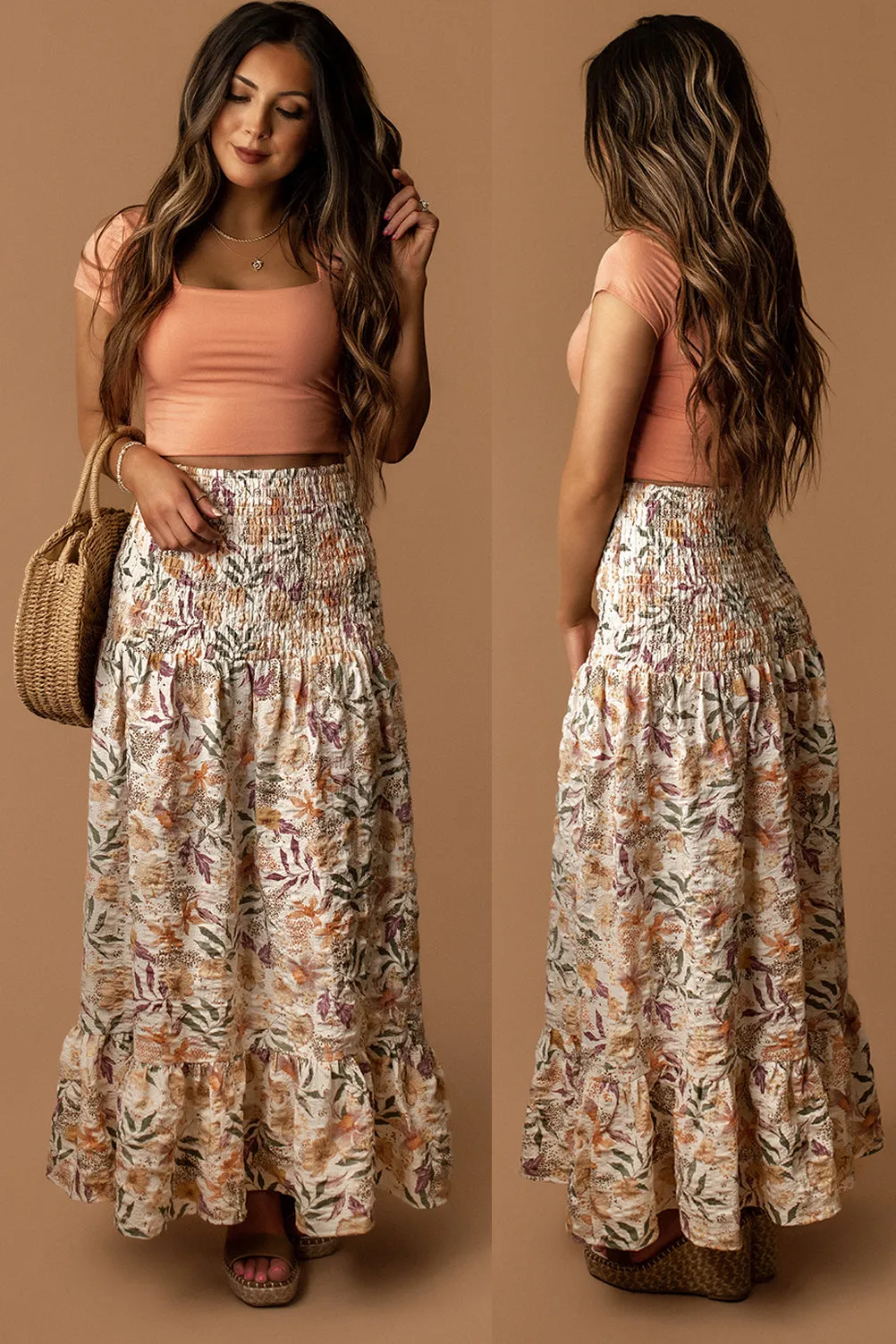 Lost In Paradise Floral Maxi Skirt (Cream / Multi)