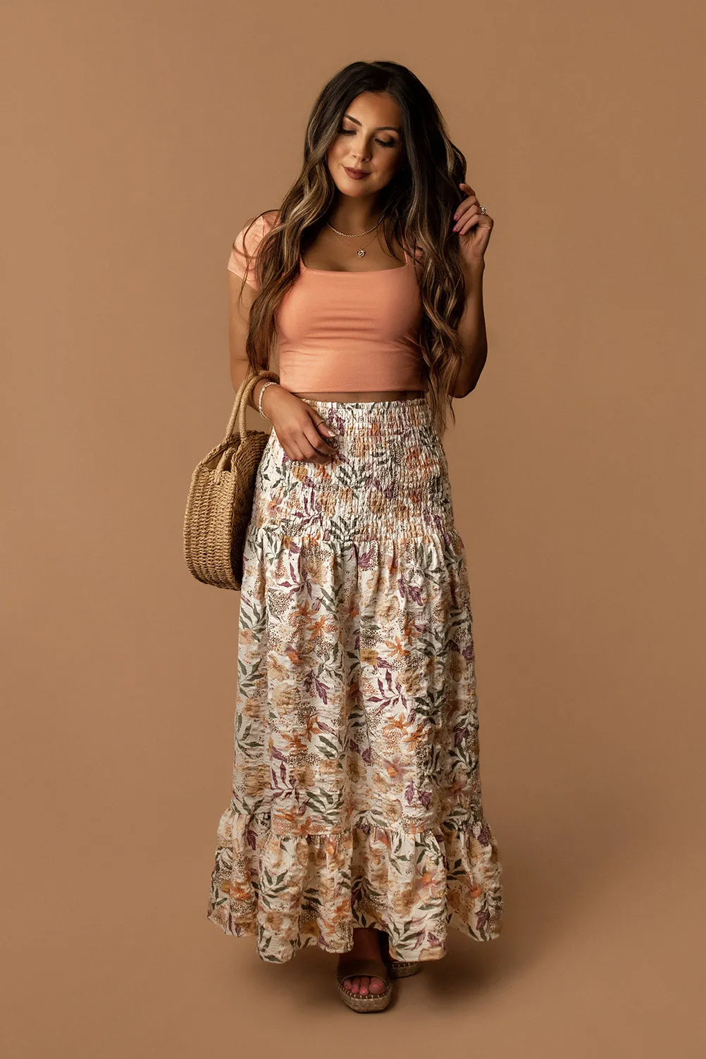 Lost In Paradise Floral Maxi Skirt (Cream / Multi)