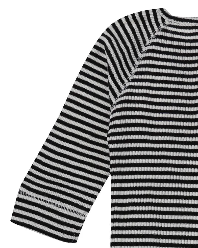 Multicolour Stripe Print Rib Romper