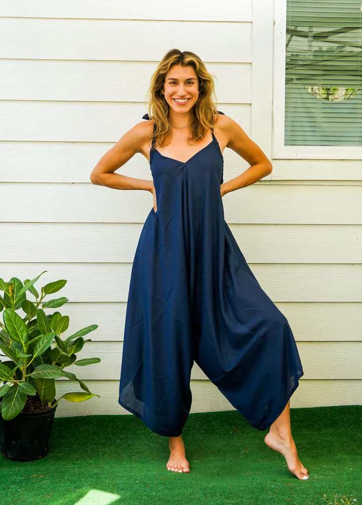 Navy Blue Boho Jumpsuit