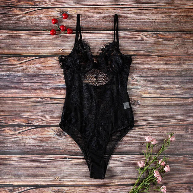 New Neon Colors Fashion Eyelashes Lace Bodysuit