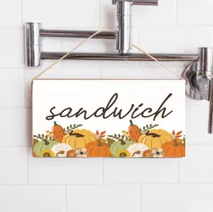 Personalized Muted Pastel Pumpkins Welcome Twine Hanging Sign