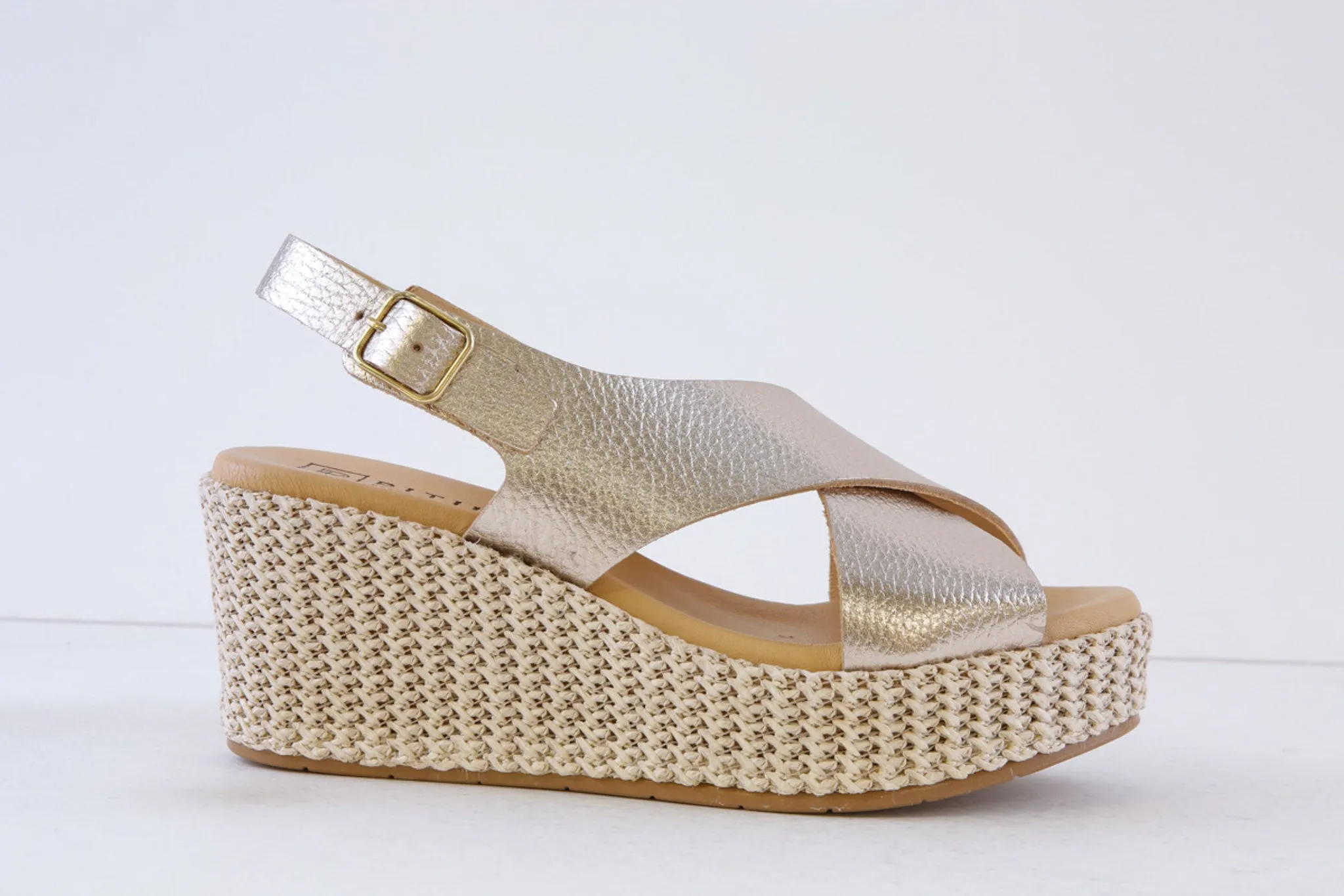 PITILLOS - 10570 MEDIUM WEDGE ESPADRILLE SANDAL - GOLD