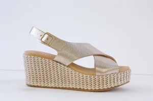 PITILLOS - 10570 MEDIUM WEDGE ESPADRILLE SANDAL - GOLD