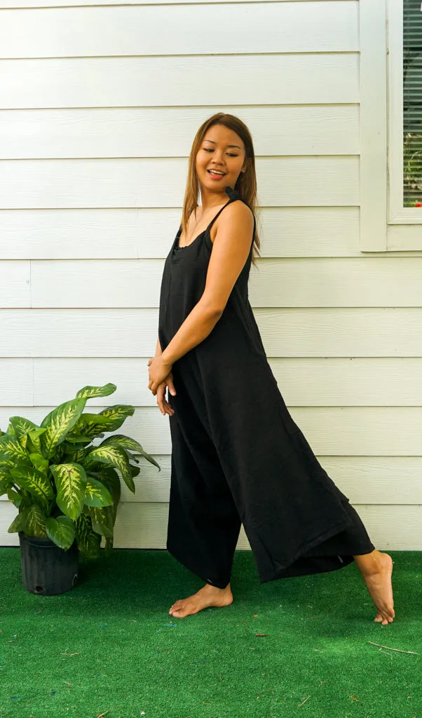 Plain Black Boho Jumpsuit
