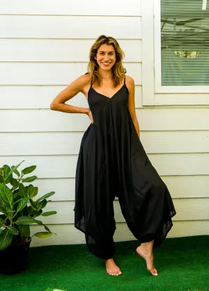 Plain Black Boho Jumpsuit