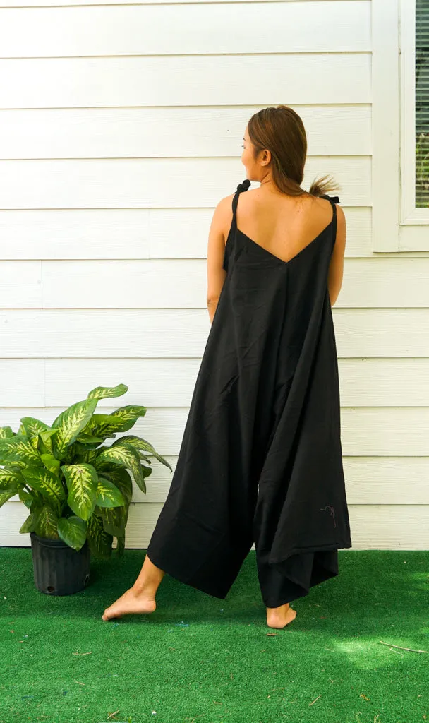 Plain Black Boho Jumpsuit