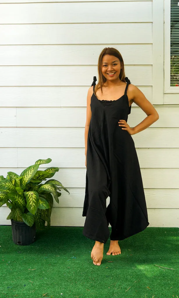 Plain Black Boho Jumpsuit