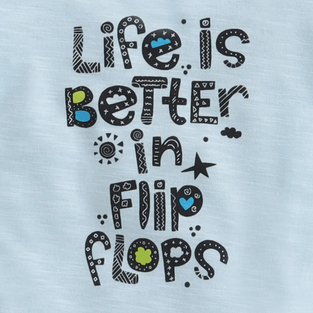 Polka Tots Half Sleeves  Rompers Onesie Life Is Better- Blue