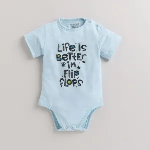Polka Tots Half Sleeves  Rompers Onesie Life Is Better- Blue