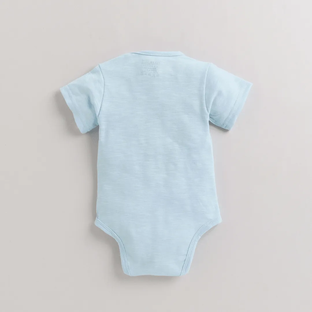 Polka Tots Half Sleeves  Rompers Onesie Life Is Better- Blue