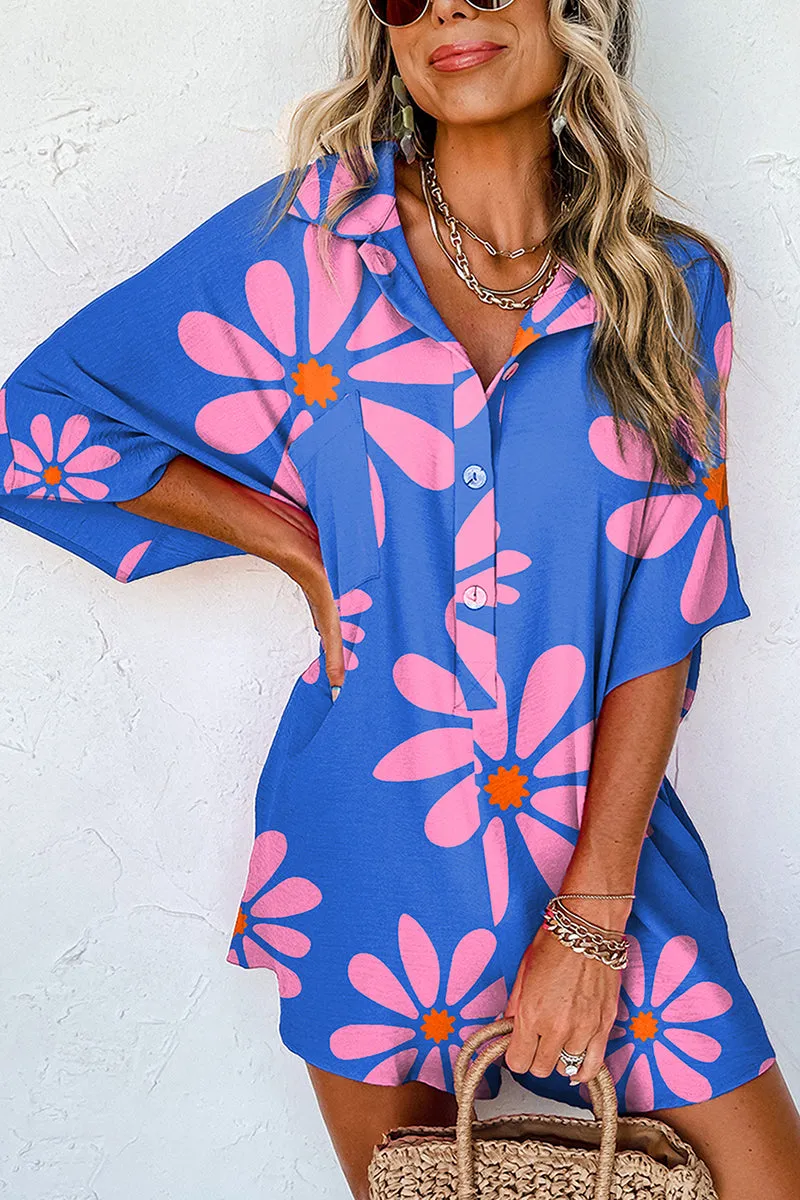PREORDER! ETA 4/8 Bali Blooms Blue Floral Loose Romper **SHIPPING EXPECTED TO BEGIN ON DATE 4/8**