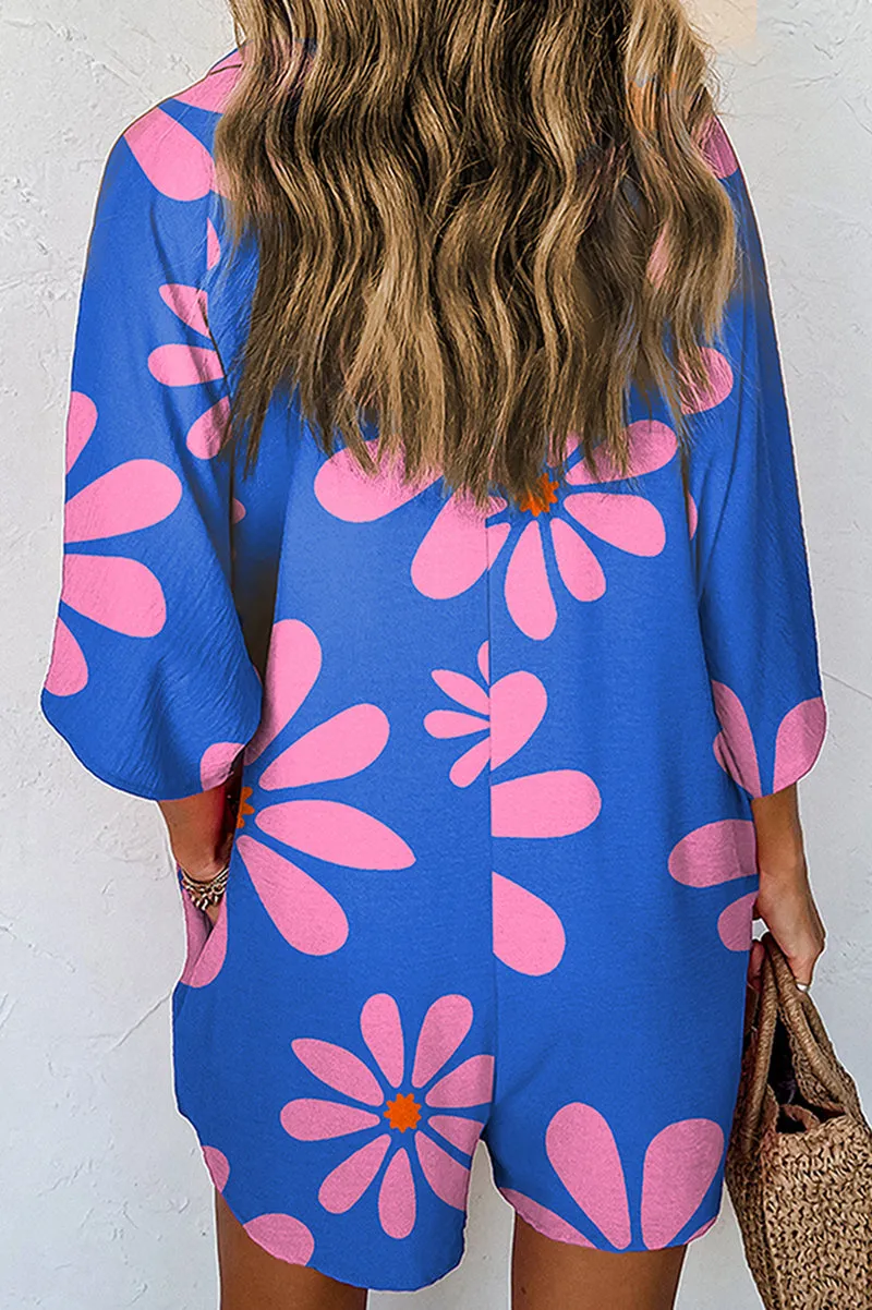 PREORDER! ETA 4/8 Bali Blooms Blue Floral Loose Romper **SHIPPING EXPECTED TO BEGIN ON DATE 4/8**