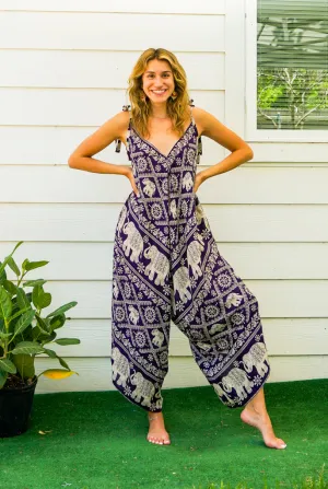 Purple Orchid Elephant Boho Jumpsuit