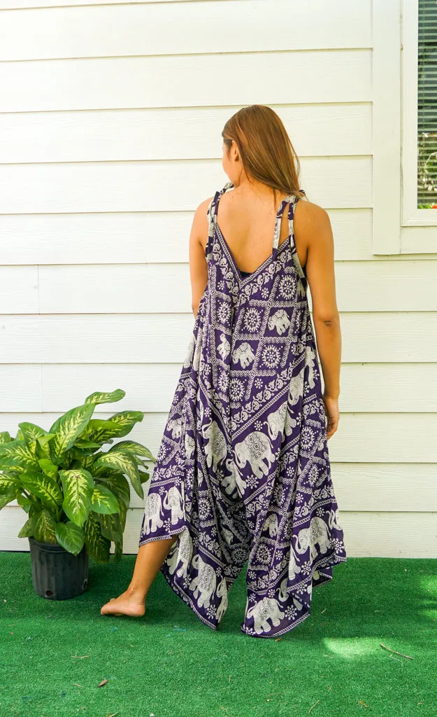 Purple Orchid Elephant Boho Jumpsuit