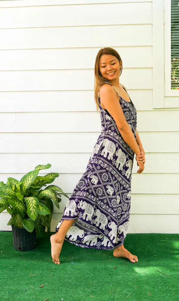 Purple Orchid Elephant Boho Jumpsuit