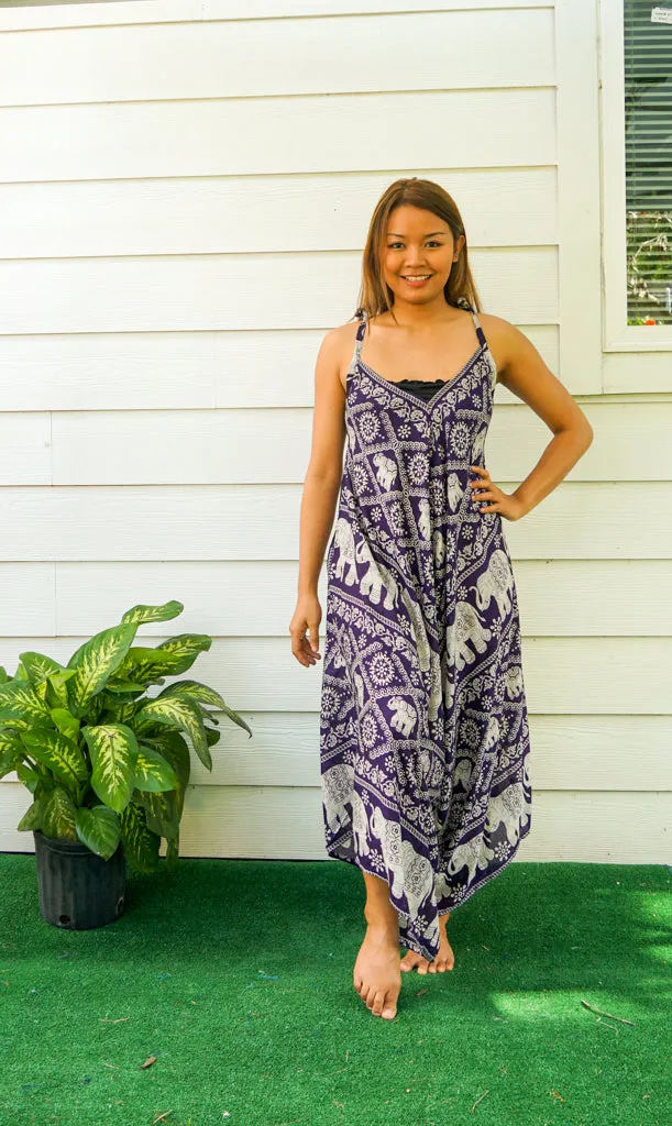 Purple Orchid Elephant Boho Jumpsuit