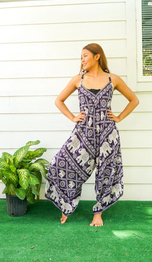 Purple Orchid Elephant Boho Jumpsuit
