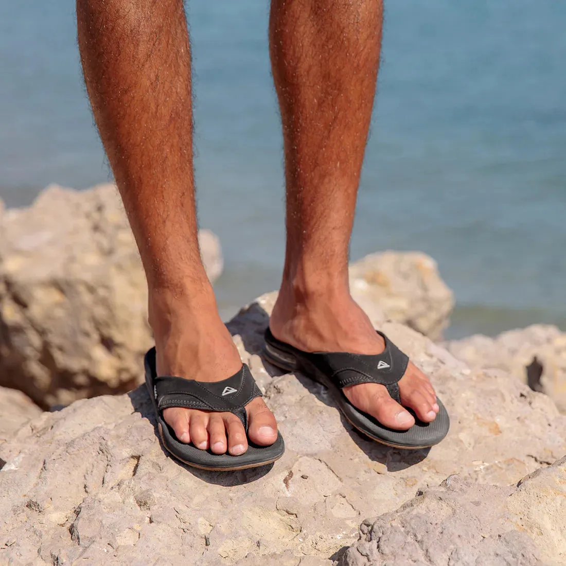 Reef Mens Fanning Black/Silver Sandal