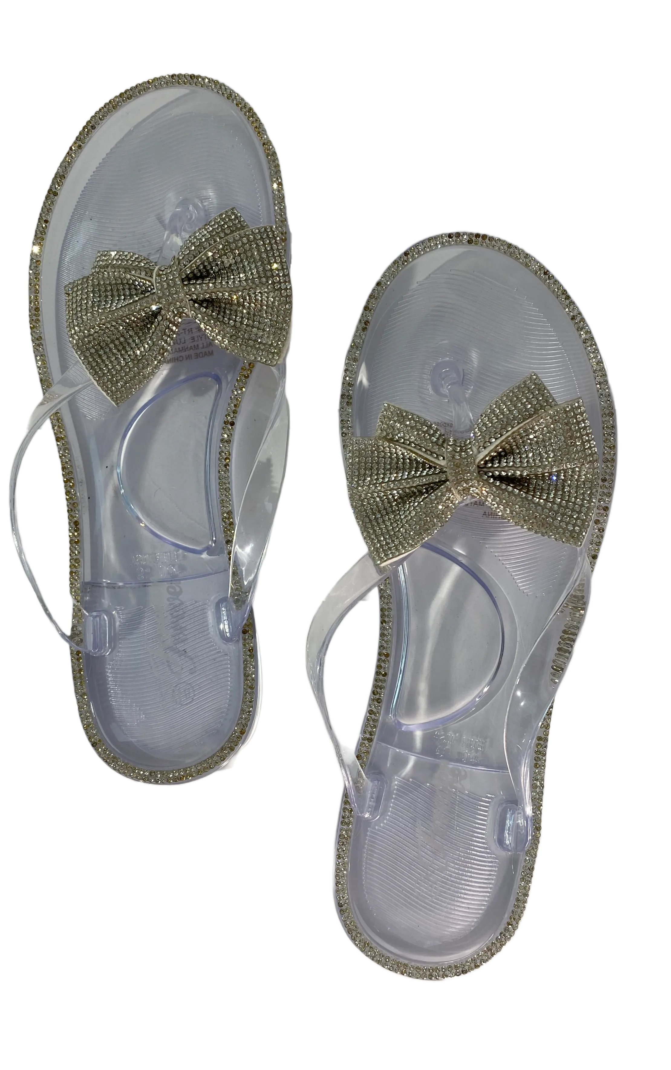 Rhinestone Bow Jelly Sandals