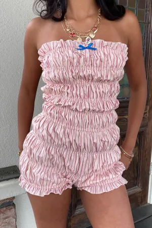 Ruffled Strapless Romper