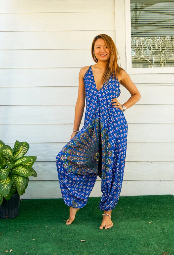 Sapphire Mandala Boho Hippie Jumpsuit