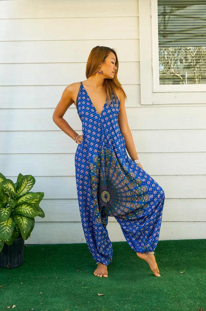 Sapphire Mandala Boho Hippie Jumpsuit