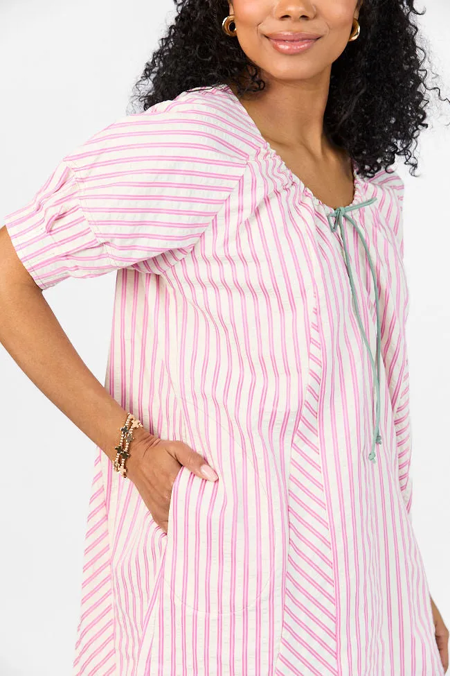 Set Free Pink Striped Panel Mini Dress