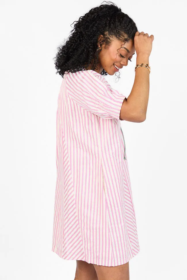 Set Free Pink Striped Panel Mini Dress