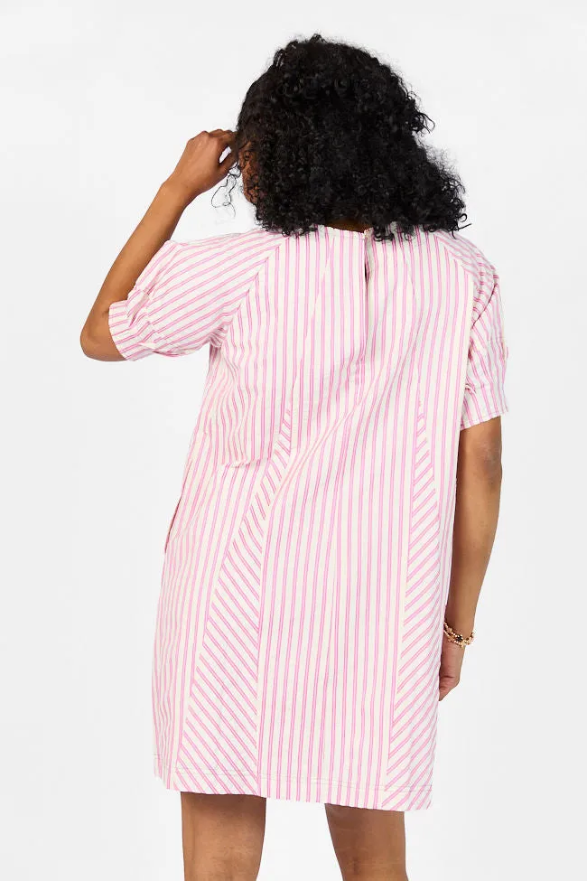 Set Free Pink Striped Panel Mini Dress