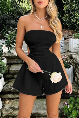 Sexy Casual Solid Color Backless Belted Halter Bodycon Rompers