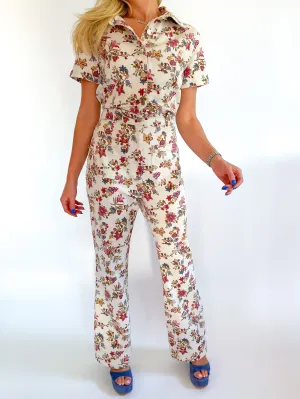 Short Sleeve Floral Jumpsuit