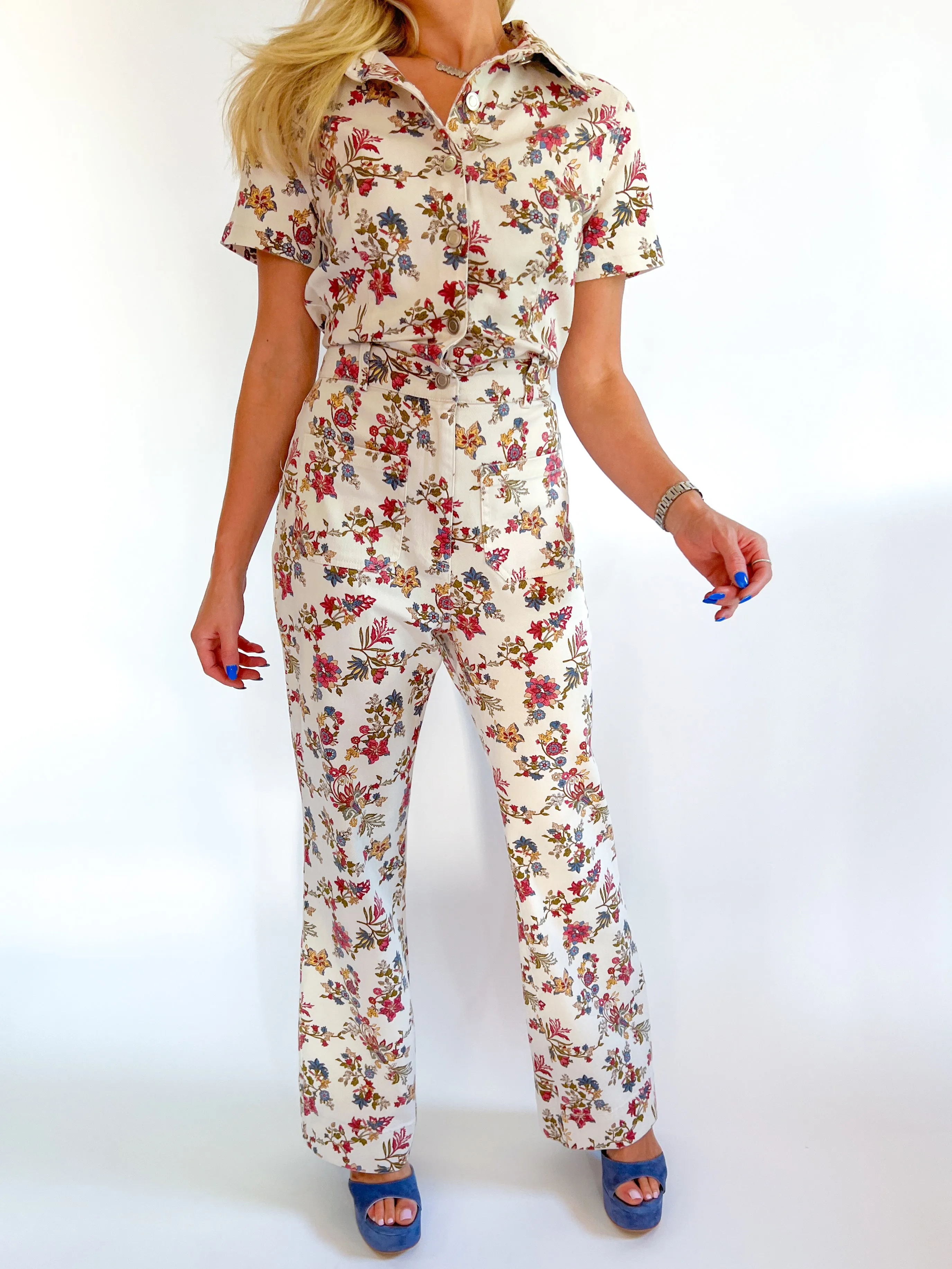 Short Sleeve Floral Jumpsuit