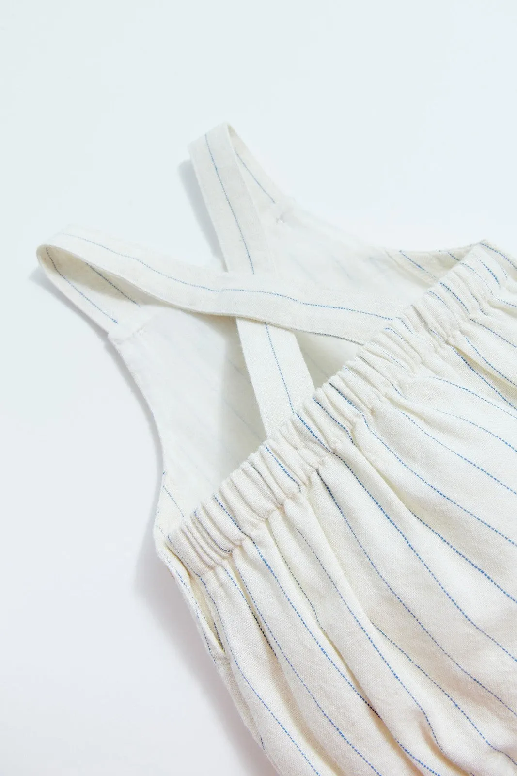 Striped cotton playsuit - White Off