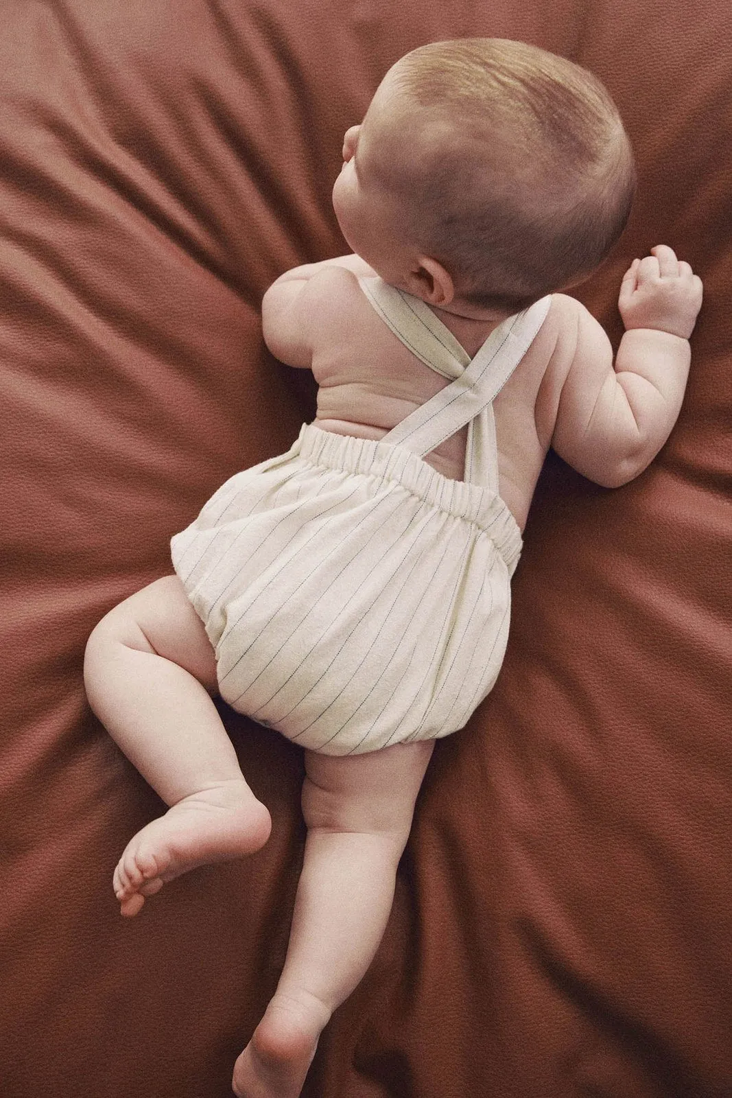 Striped cotton playsuit - White Off