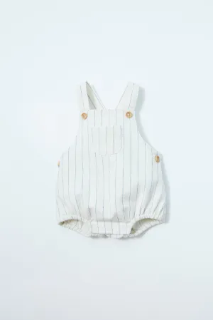 Striped cotton playsuit - White Off