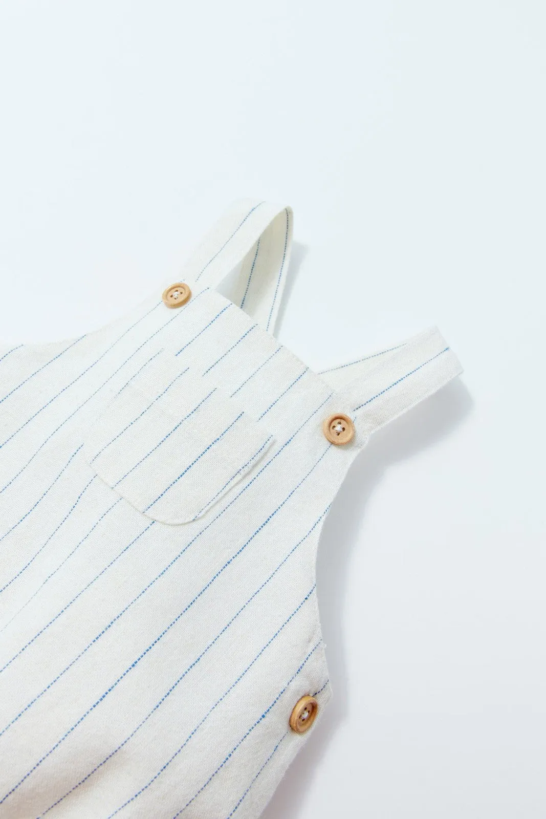 Striped cotton playsuit - White Off