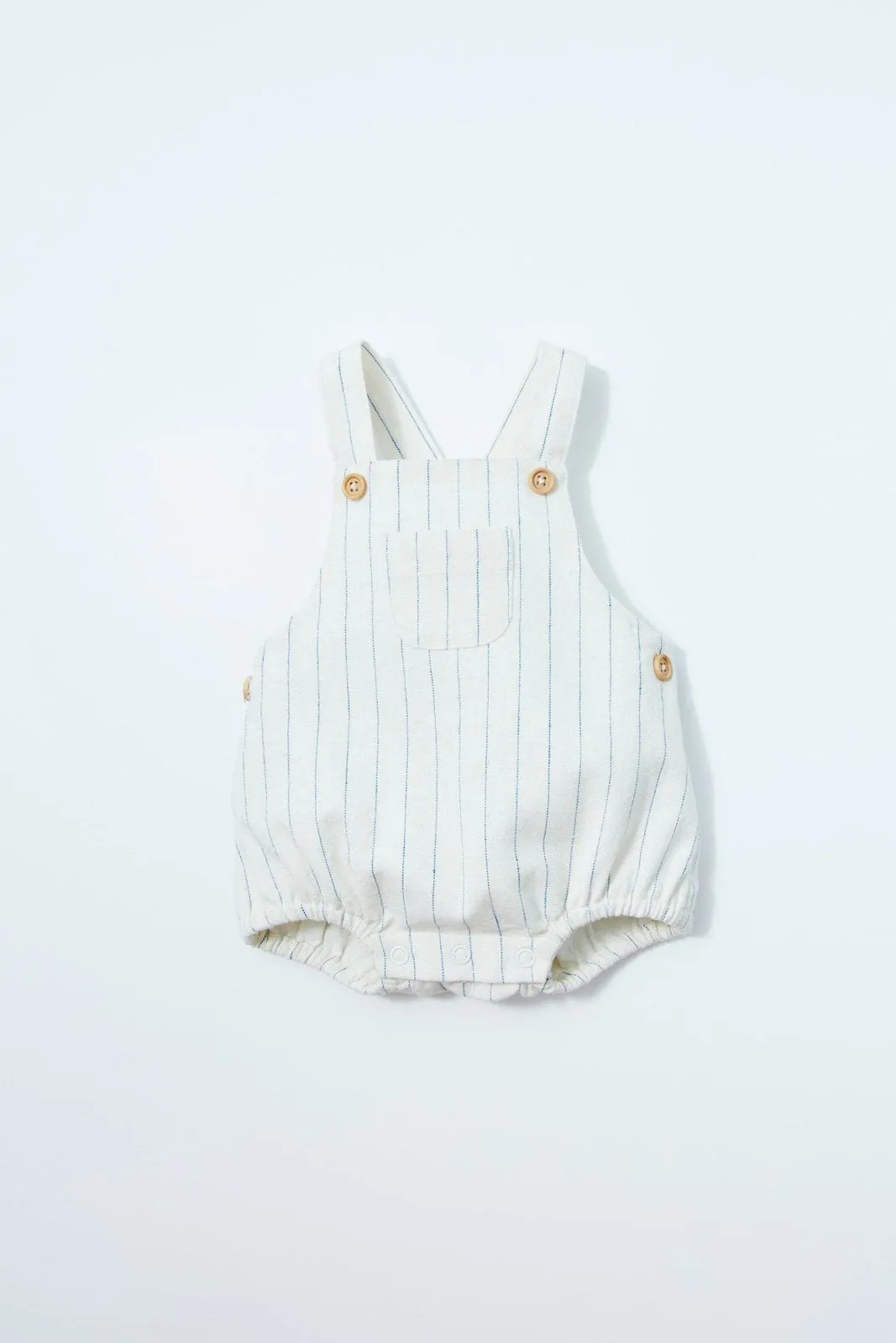 Striped cotton playsuit - White Off