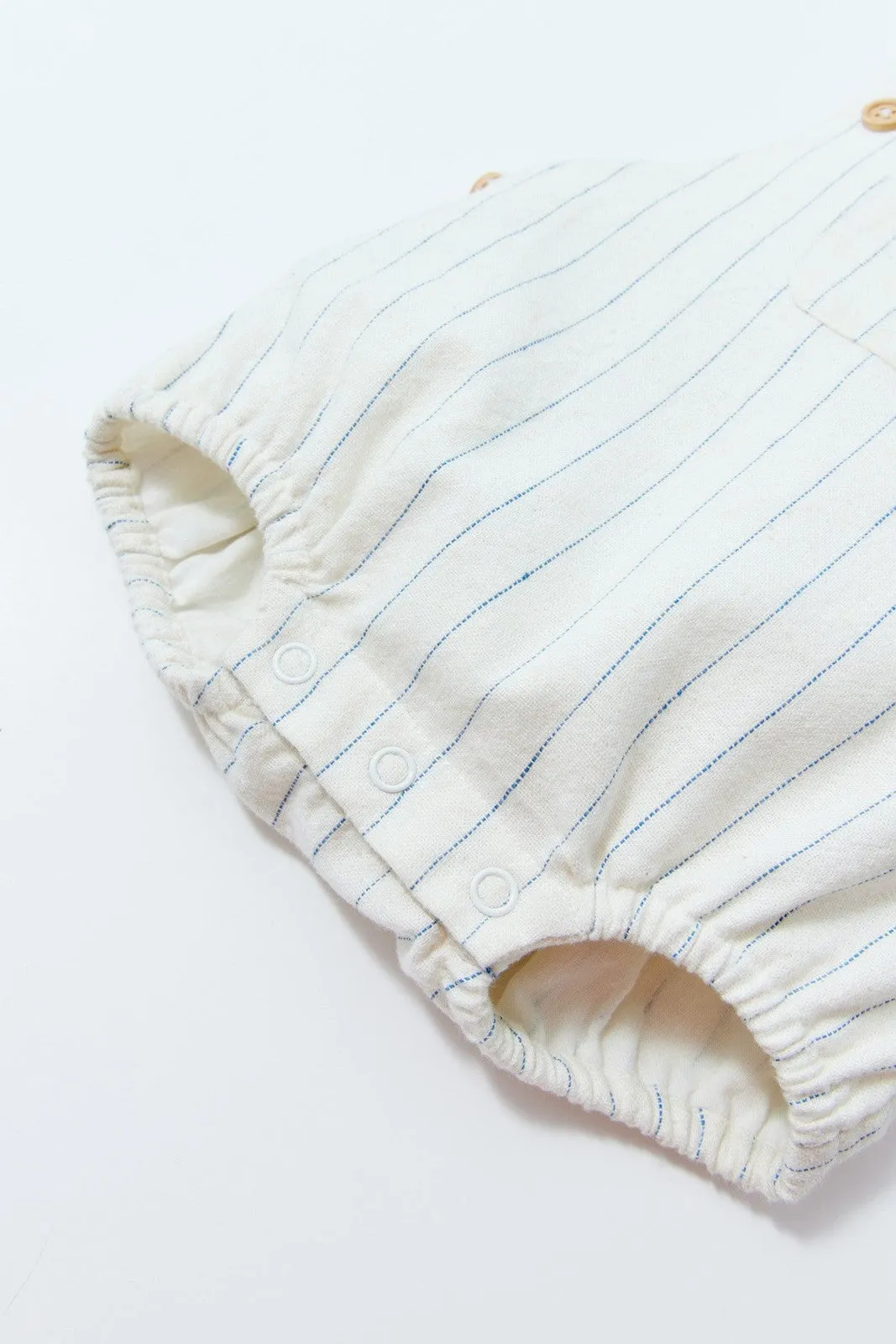 Striped cotton playsuit - White Off