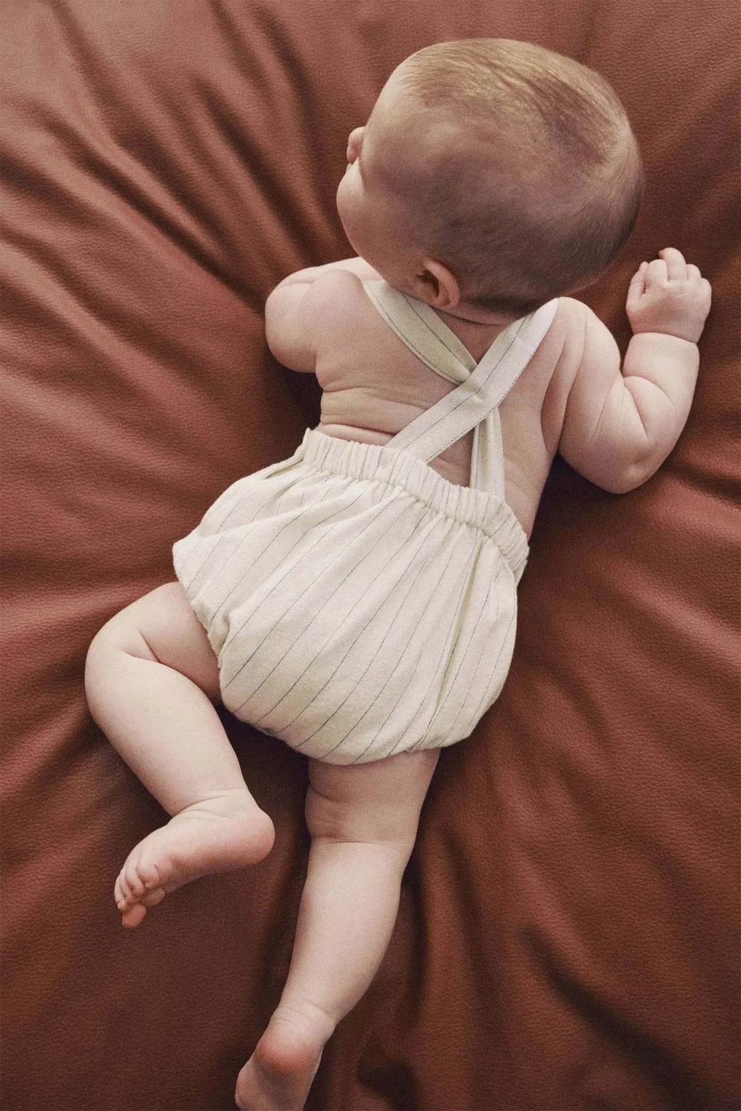 Striped cotton playsuit - White Off