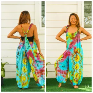 Sunbliss Hand Dyed Hippie Racerback Dungarees Jumpsuit Romper