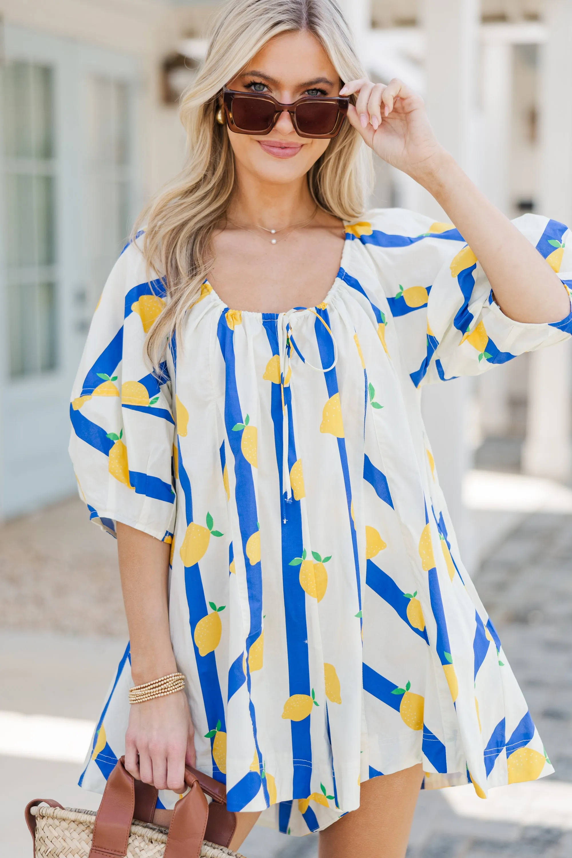 Sweet & Sour Blue Striped Romper