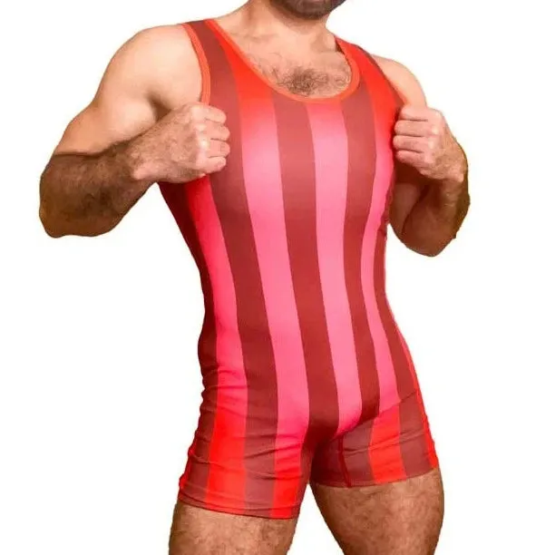 The 80's Retro Striped Wrestling Singlets