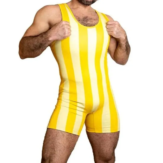 The 80's Retro Striped Wrestling Singlets