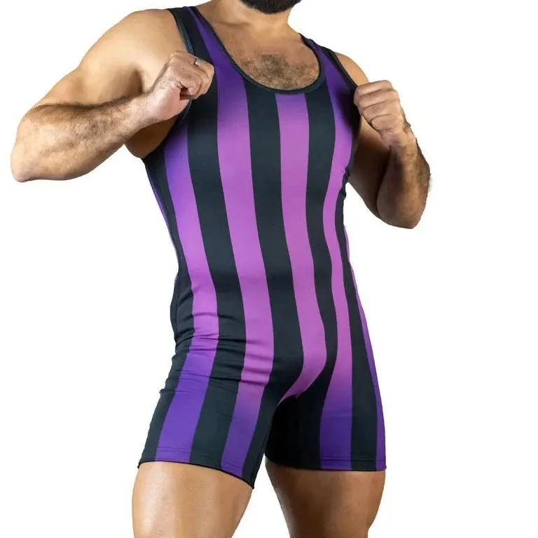 The 80's Retro Striped Wrestling Singlets