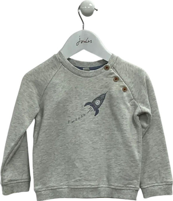 The Little White Company Rocket Ship Grey Jumper 12-18 Months
