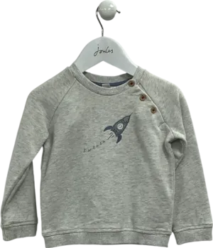 The Little White Company Rocket Ship Grey Jumper 12-18 Months